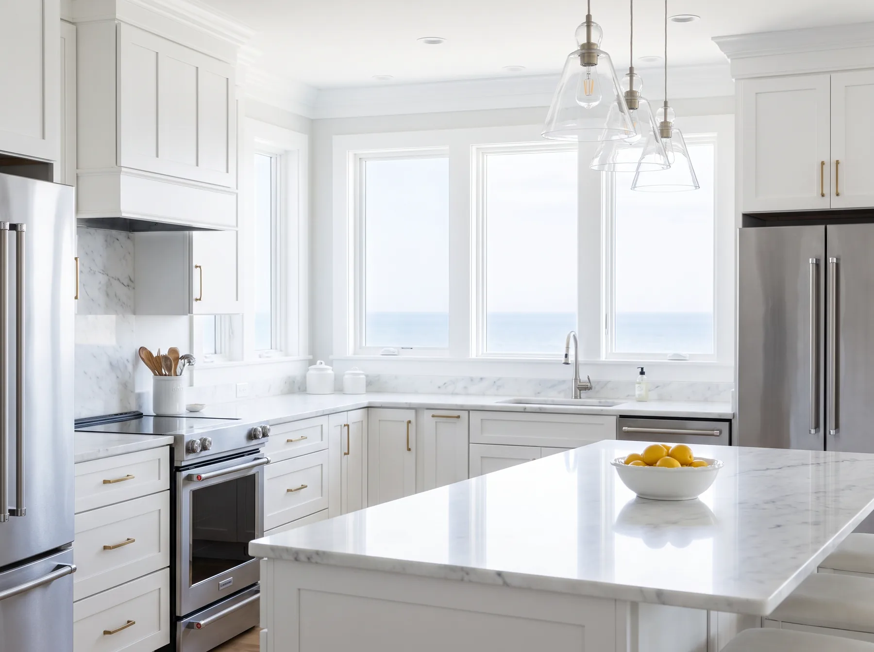 Sparkling deep-cleaned coastal kitchen
