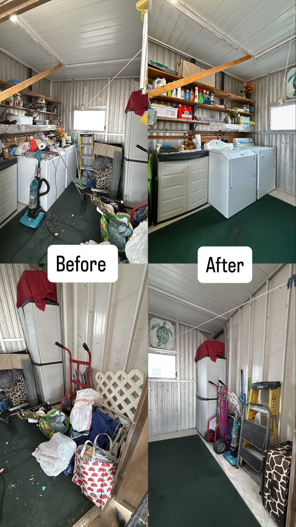 Garage and storage before and after organization