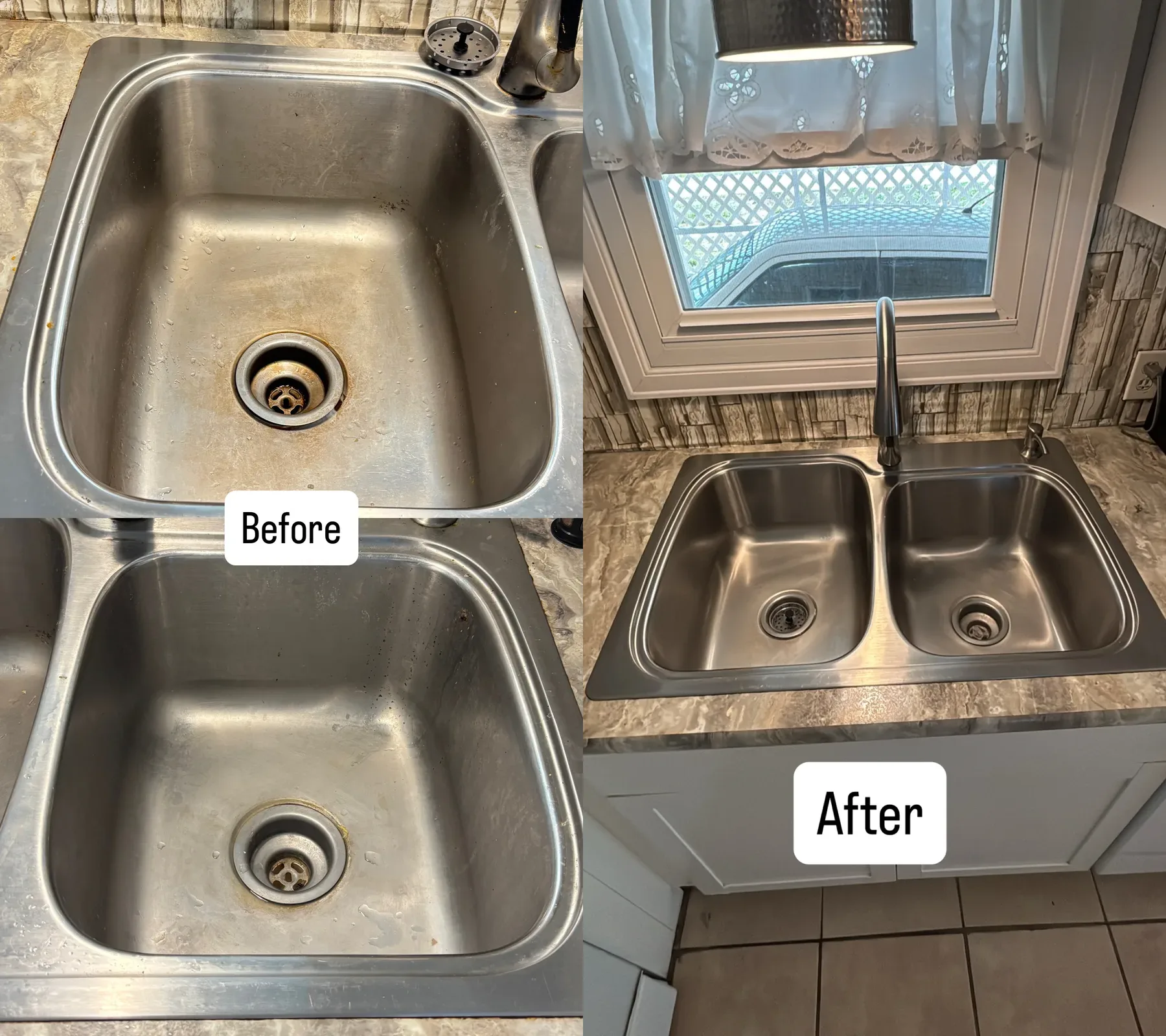 Kitchen sink before and after